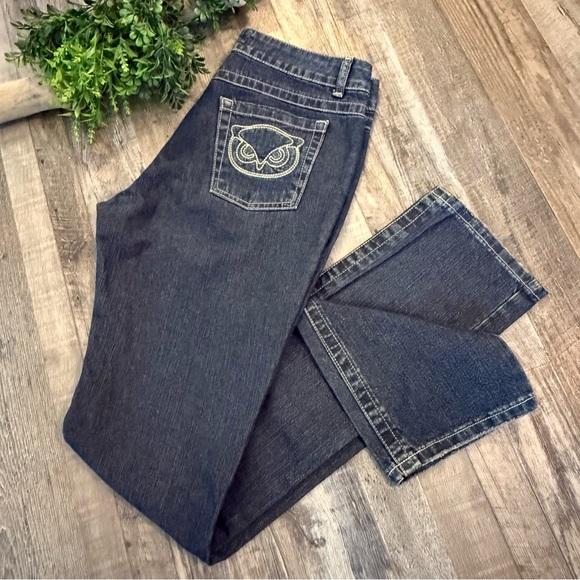 VINTAGE PAUL & JOE Owl Embroidered Low Rise Dark Wash Jeans Size 9 - Picture 1 of 11